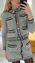 Stripped Knit Set Skirt / Jacket - Image 2
