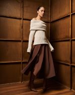 Off Shoulder Ribbed Knit Sweater - Image 2
