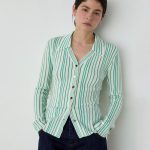 Giulia Green Striped Knitted Top