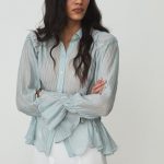 Naelia Light Blue Ruched Shirt
