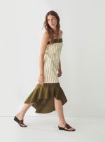 Breeze Khaki Asymmetric Midi Dress - Image 3