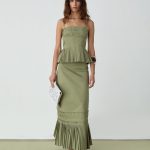 Leah Khaki Midi Skirt